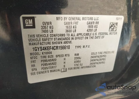 2012 Cadillac Escalade Esv Platinum Edition z USA, uszkodzony, nr VIN 1GYS4KEF4CR156610
